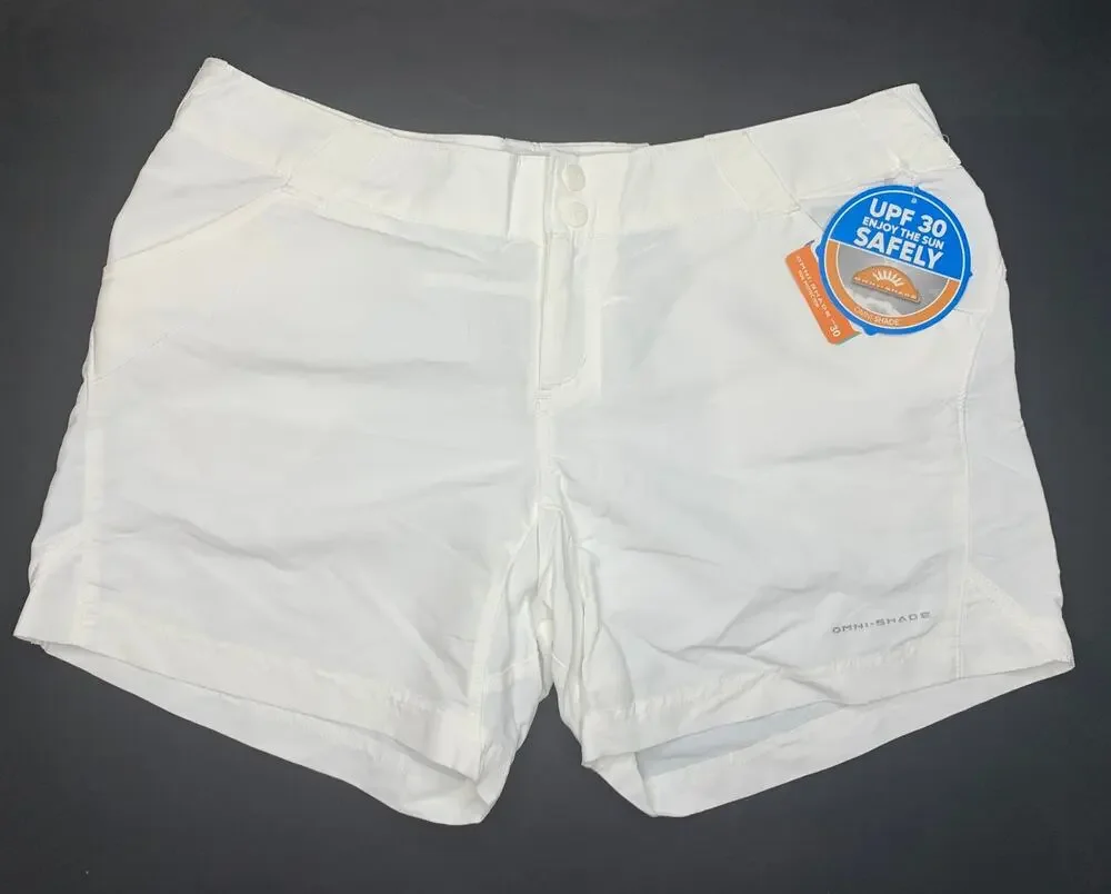 NWT Columbia PFG fishing Sandy River Shorts white nylon women's size large
